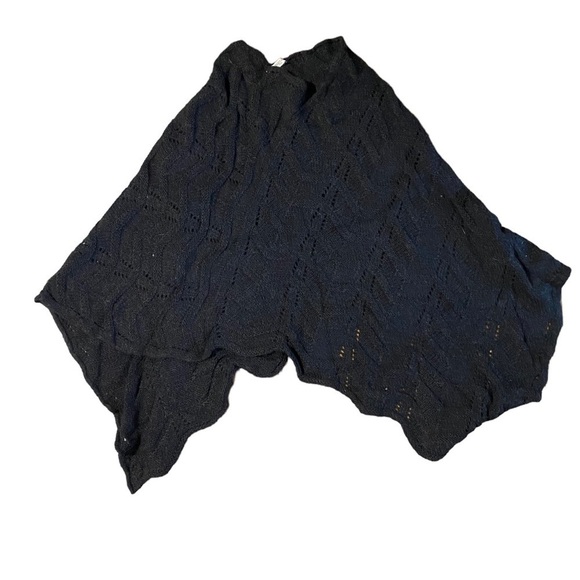 FRATELLITALLI Black Knit Alpaca Wool Acrylic Ruana Wrap/Italy/OS/Luxe+Lovely - Picture 5 of 7